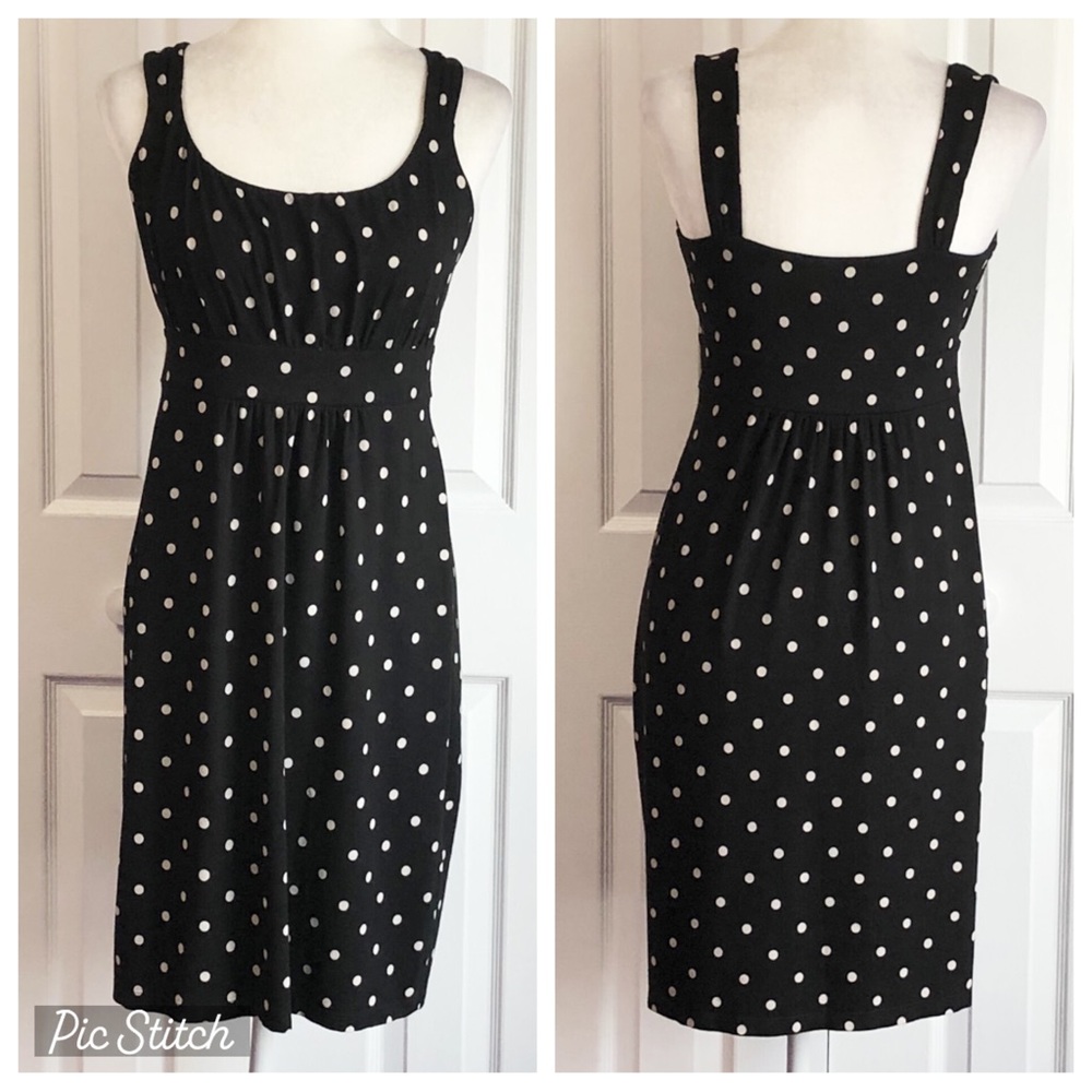 Ann Taylor Factory Black Polka Dot Sleeveless Mini Dress Small